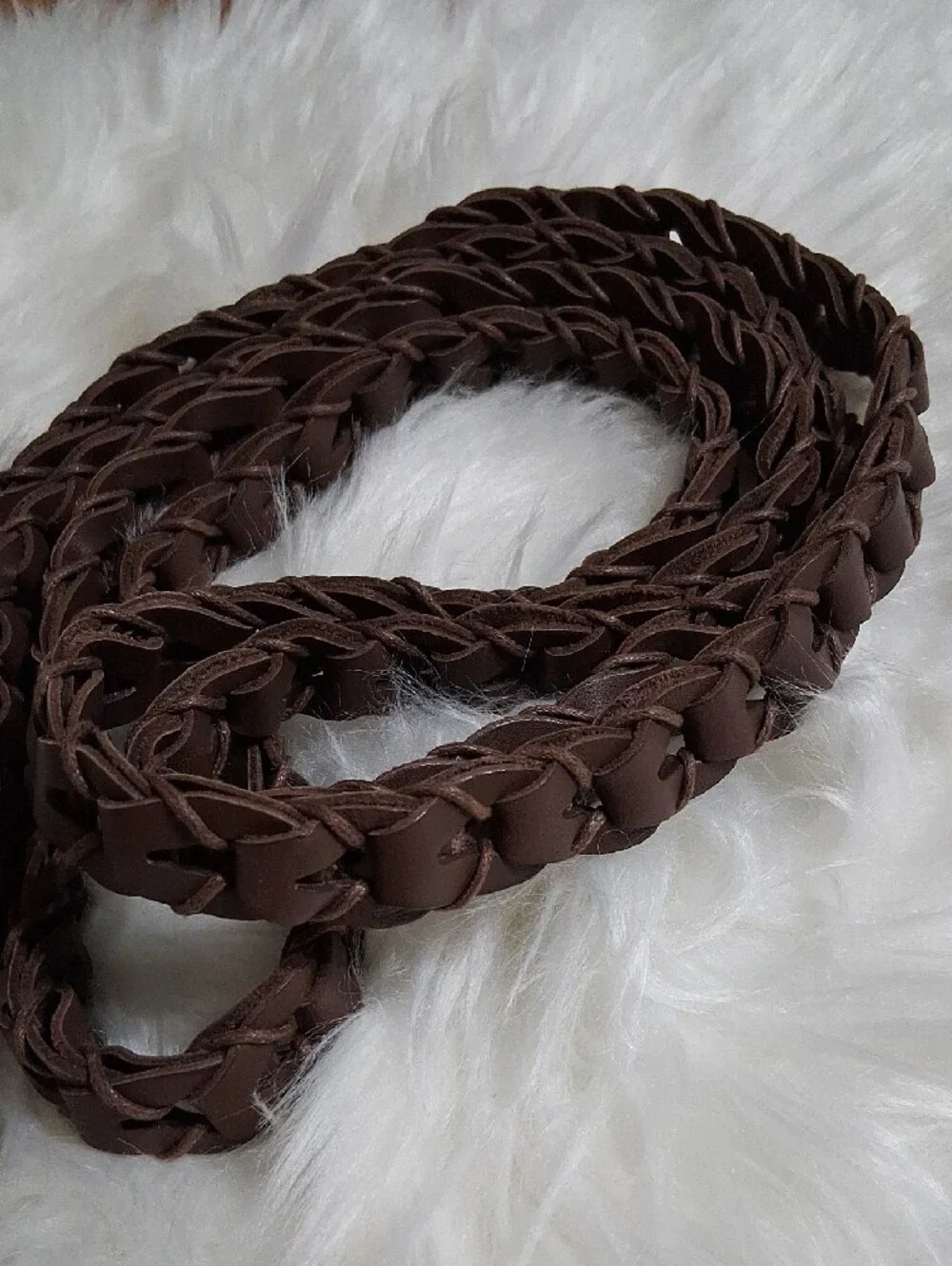 NWT J. Jill Brown Braided 100% Leather Belt L/XL